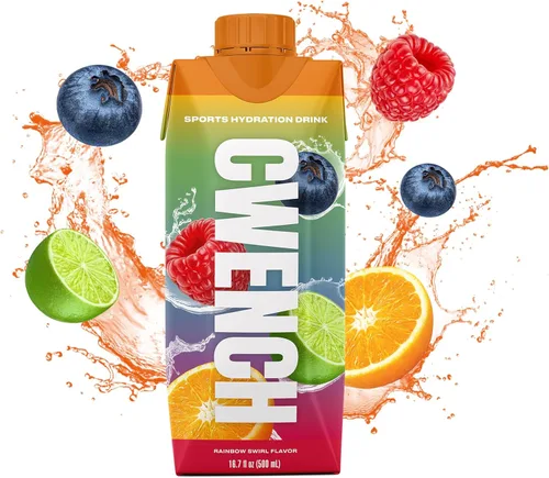 Miniatura 2 de CWENCH HYDRATION Bebida deportiva lista para beber, sabor a remolino arcoíris, cero azúcar, bebida electrolítica con vitaminas B, botellas de 16.9