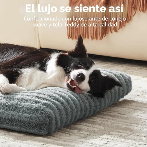 Miniatura 3 de FURTIME Cama Lavable para Perros de Tamaño Grande, Camas de Jaula para Perros de Lujo, Almohada Cómoda y Esponjosa para Perros, Alfombrilla Gris