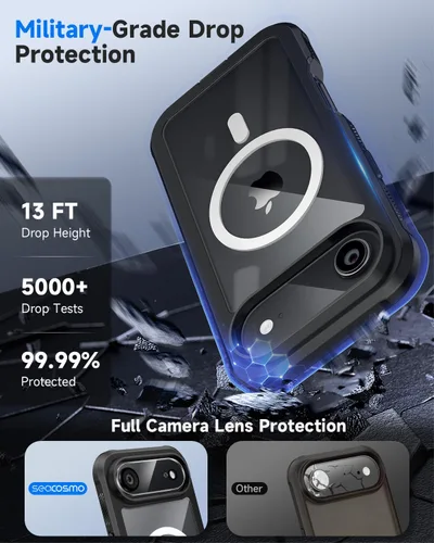 Miniatura 4 de seacosmo para iPhone Air Funda, Carcasa Completa con Protector de Privacidad de Vidrio Templado 9H Integrado y Protector de Lente de Cámara