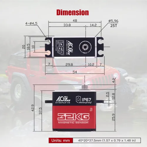 Miniatura 5 de AGFRC A73CHLW V2 70.5 lbs Servo de dirección RC sin núcleo de alto esfuerzo de torsión y programador servo AGF-SPV3