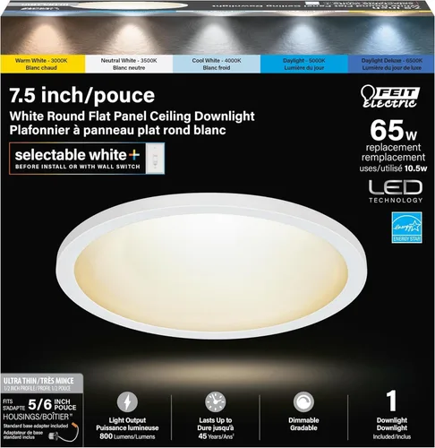 Miniatura 10 de Feit Electric LED Ceiling Downlight, Dimmable Flat Panel Ceiling Light with Color Selection (5CCT), TP24 Adapter Included