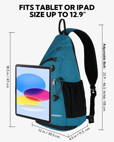 Miniatura 2 de WATERFLY - Mochila con eslinga, bandolera pequeña, bolsa de hombro para hombres y mujeres, para viajes, ciclismo, senderismo, mochila de día Azul