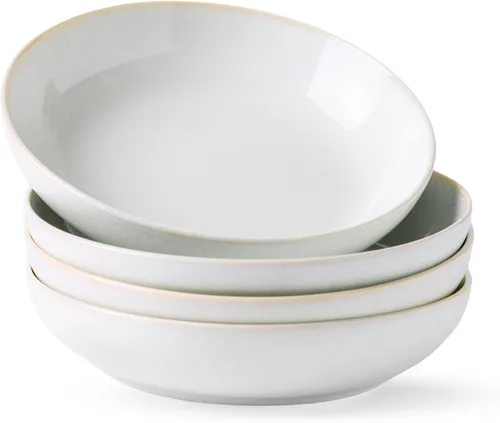 Miniatura 14 de AmorArc Juego de 4 cuencos grandes de cerámica para pasta de 8.5 pulgadas, cuencos de cerámica de 36 onzas para cocina, cuencos anchos para pasta