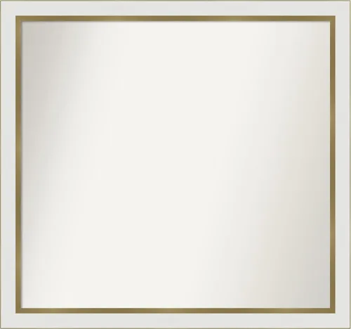 Miniatura 153 de Amanti Art Espejo de baño blanco para sobre el fregadero, 30 x 35 pulgadas, espejo de tocador rectangular estrecho de Eva de oro blanco, marco