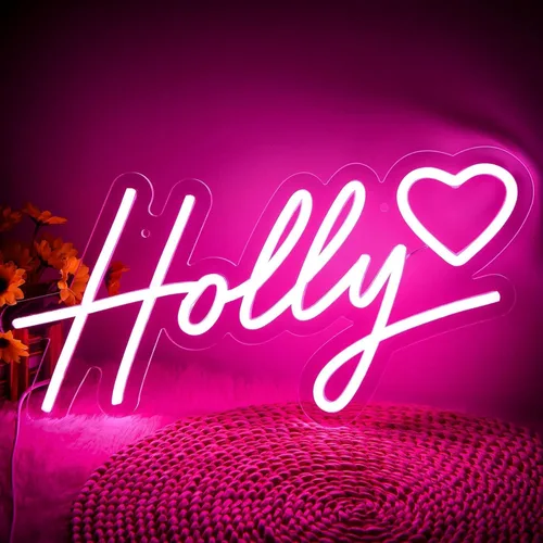 Miniatura 18 de Letrero de neón grande con nombre de Bella para decoración de pared, luz LED de neón para dormitorio de niños, decoración de fiesta de cumpleaños