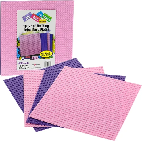 Miniatura 10 de Placas base clásicas para ladrillos de construcción – Juego de 6 placas de construcción grandes de 10 x 10 pulgadas (multicolores) – Conectividad