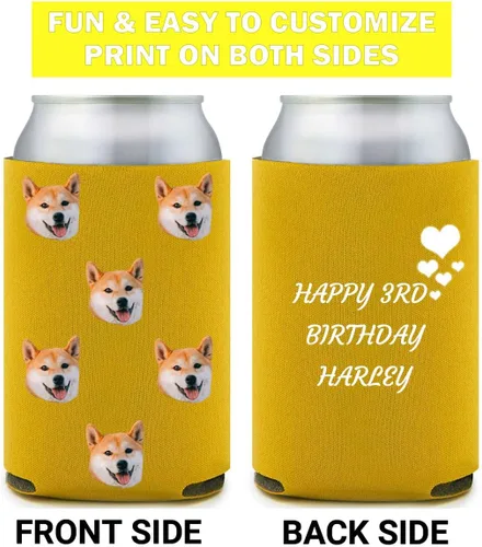 Miniatura 2 de Enfriadores de cerveza personalizados con funda para fotos de cara, 1 a 150 unidades, enfriadores de latas divertidos personalizados a granel