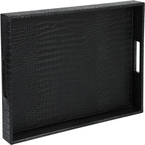 Miniatura 13 de HofferRuffer Bandeja rectangular de servir con asas con agujeros para mesa de café, desayuno, té, comida, bandeja de servicio para mostrador