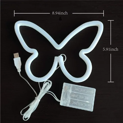 Miniatura 3 de JYWJ Letrero de neón de mariposa, luz de neón con pilas USB o 3 AA, decoración de mesa LED, decoración de pared de dormitorio, regalo de cumpleaños