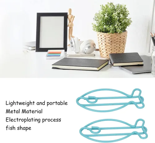 Miniatura 5 de Jeanoko Clips de papel en forma de pescado, clips de papel de metal, clips de oficina portátiles para clasificación de archivos, organización