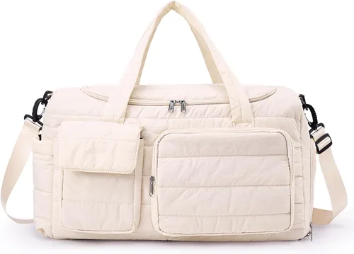 Miniatura 44 de Bolsa de Gimnasio Pequeña para Mujer, Bolsa de Lona de Viaje, Bolsa de Fin de Semana con Compartimento para Zapatos