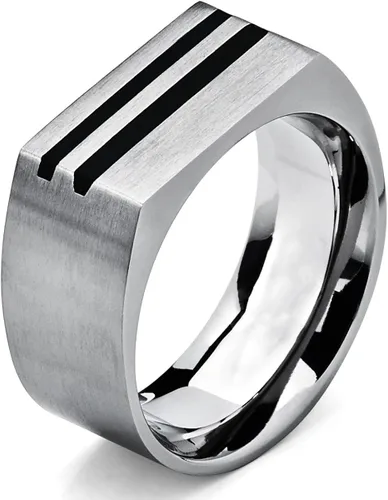 Miniatura 2 de Anillo de titanio para hombre con incrustaciones de resina acabado cepillado ajuste cómodo 0394in de ancho