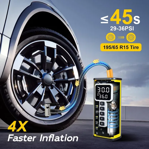 Miniatura 2 de Inflador de neumáticos, compresor de aire portátil, bomba de aire de 150 PSI para neumáticos de automóvil, bomba de neumáticos de inflado rápido