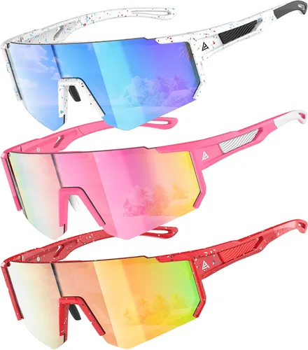 Miniatura 10 de Gafas de sol para niños jóvenes béisbol sóftbol gafas de sol para niñas niños de 4-14 años protección UV deportes niños paquete de 3