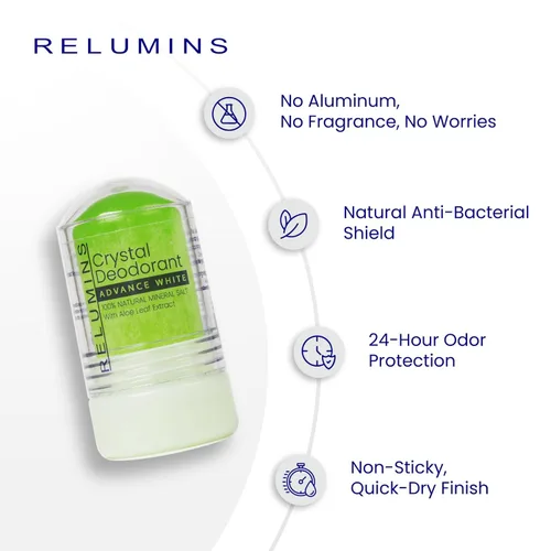 Miniatura 5 de Relumins Desodorante de cristal de aloe vera, sal mineral totalmente natural, no mancha, no irritante, sin aluminio, desodorante hidratante