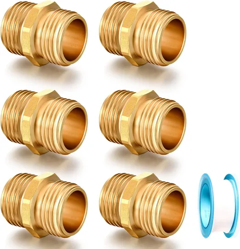 Miniatura 11 de SIGURANTA Adaptador de Manguera de Jardín Hembra a Hembra, Conector Giratorio Doble Hembra de 3/4 Pulgadas de Latón GHT (3 PIEZAS)