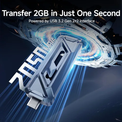 Miniatura 2 de fanxiang Unidad USB SSD externa de 1 TB, 2050 MB/s USB-C y USB-A SSD portátil de 1 TB, grabación y almacenamiento HDR 4K ProRes, aleación de zinc