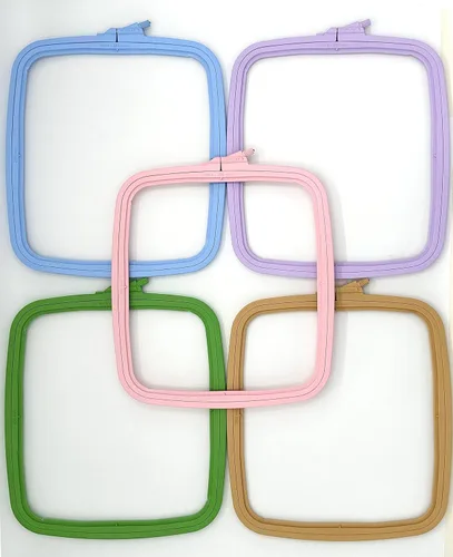 Nurge 5 aros cuadrados grandes de plástico para bordar, aro de costura cruzada, aro de aguja perforadora, multicolor