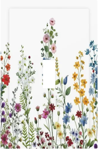 Miniatura 52 de Cubierta de placa de pared con palmera verde de planta tropical, cubierta de interruptor de luz de 1 cuadrilla, hojas de plátano, flores rosas