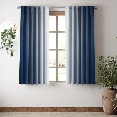 Miniatura 20 de Vangao Cortinas bohemias 100% opacas de 63 pulgadas de largo, para dormitorio, sala de estar, estampado geométrico, oscurecimiento de la habitación