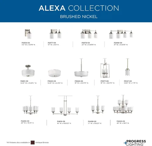 Miniatura 18 de Progress Lighting P4459 Alexa Candelabro de 5 luces, con pantalla de lino, de 20 pulgadas de alto., P4459-09, 100.00watts, 120.00 volts
