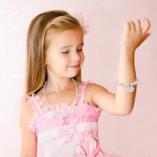 Miniatura 18 de Sumind 6 juegos de joyas para niñas pequeñas, collar de cuentas y pulsera para disfraz, joyas, regalos de princesa para fiestas (estilo mágico)