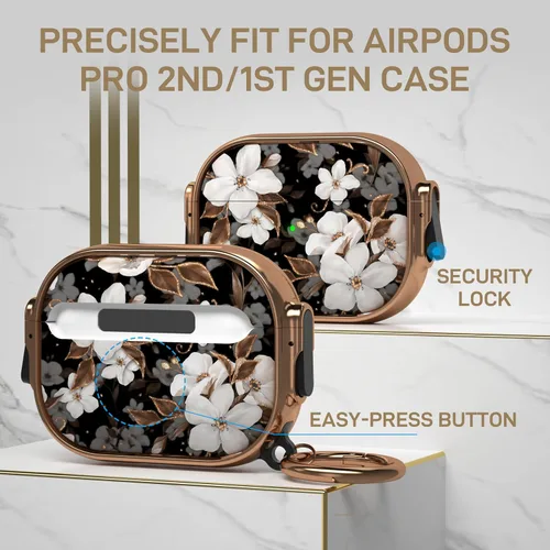 Miniatura 2 de Maxjoy Funda para AirPods Pro de 2ª/1ª generación con cerradura, bonita funda protectora rígida para AirPods Pro 2, funda protectora para AirPod Pro