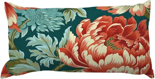 Miniatura 14 de Chinoiserie Throw Pillow Case Red Peony Floral Lumbar Pillowcases Asian Style Decorative Pillow Home Cotton Linen 12x18 Rustic Cushion Cover for