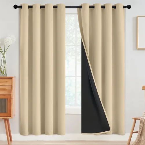 Miniatura 167 de SimpleHome - Cortinas opacas 100% para recámara, cortinas de ventana con ojales beige, con aislamiento térmico, cortinas de oscurecimiento