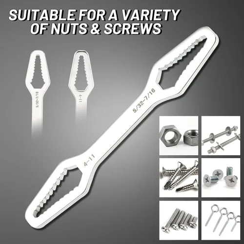 Miniatura 3 de Llave universal de acero al carbono, 0.157-0.433 in, ajustable, cromada