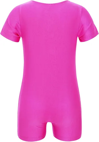 Miniatura 2 de Leotardo de manga corta de una pieza para niñas y niñas, color sólido, leotardo de ballet, danza, gimnasia