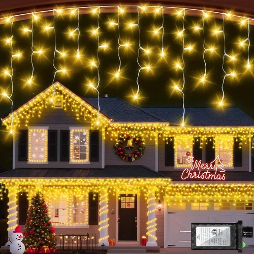 Miniatura 12 de 612 luces LED de Navidad de 60 pies con 136 caídas, 12 modos de iluminación, decoración navideña multicolor, luces centelleantes regulables