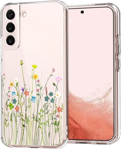 Miniatura 10 de Unov Funda para Galaxy S22 transparente con diseño de TPU suave absorción de impactos, patrón delgado en relieve, cubierta trasera protectora