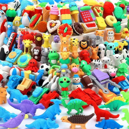 Miniatura 11 de URSKYTOUS 35 borradores de animales de escritorio para niños, borradores de lápices de animales, juguetes de borrador a granel, regalos para premios