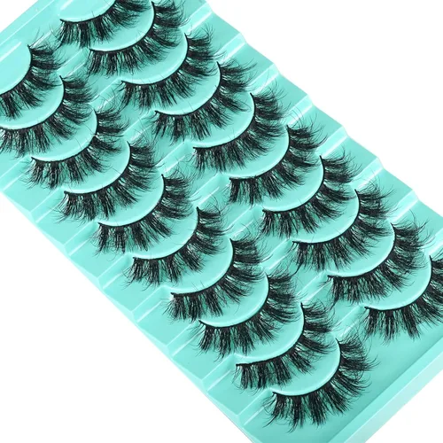 Miniatura 6 de APCYUST Pestañas postizas Wispy de visón natural, pestañas esponjosas, tiras de pestañas de muñeca, pestañas de visón sintético de aspecto natural