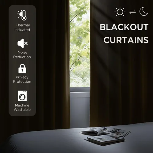 Miniatura 2 de CUCRAF Cortinas opacas de 45 pulgadas de largo, juego de 2 paneles para dormitorio, bolsillo para cortinero, cortinas de oscurecimiento