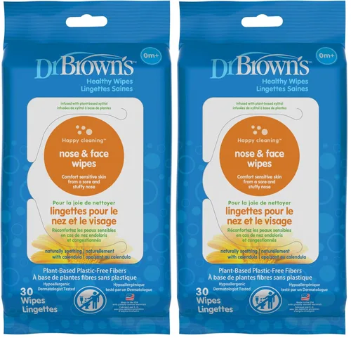 Miniatura 10 de Dr. Brown's Toallitas saludables para nariz y cara, limpieza e hidratación seguras para bebés y niños pequeños, hipoalergénicas para pieles