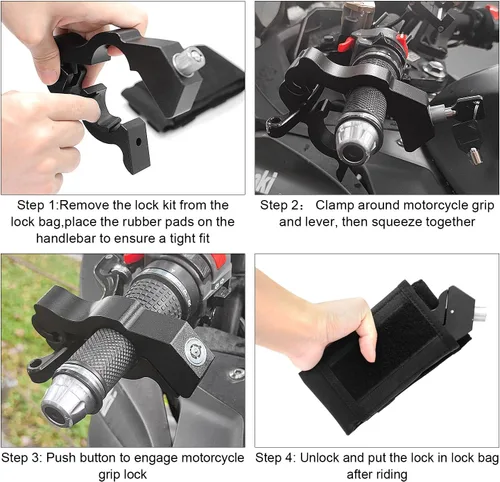 Miniatura 5 de Candados de Motocicleta de Servicio Pesado – Candados Antirrobo de Acelerador y Freno para Motocicleta de Cross, Ciclomotor, Scooter y ATV