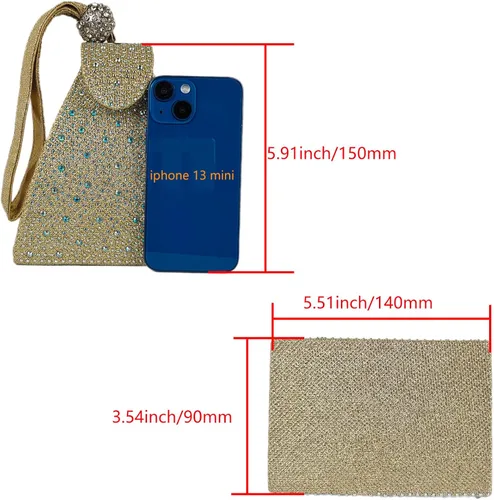 Miniatura 3 de Bolso de noche único con diamantes de imitación para mujer, bolso de mano triangular