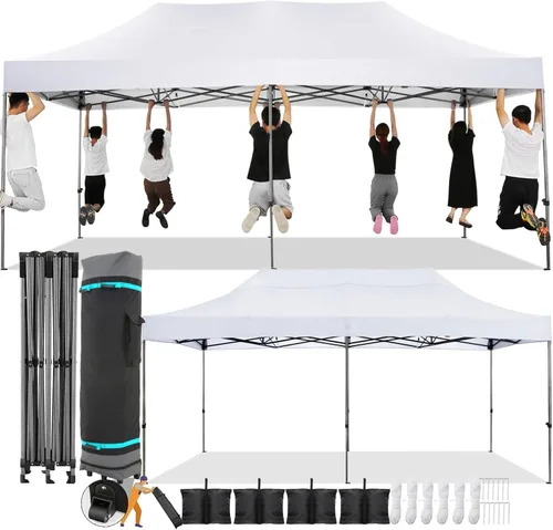 Miniatura 63 de COBIZI Toldo desplegable de 6.6 x 6.6 pies sin pared lateral, toldo resistente UPF 50+ para todas las estaciones, resistente al viento e Azul