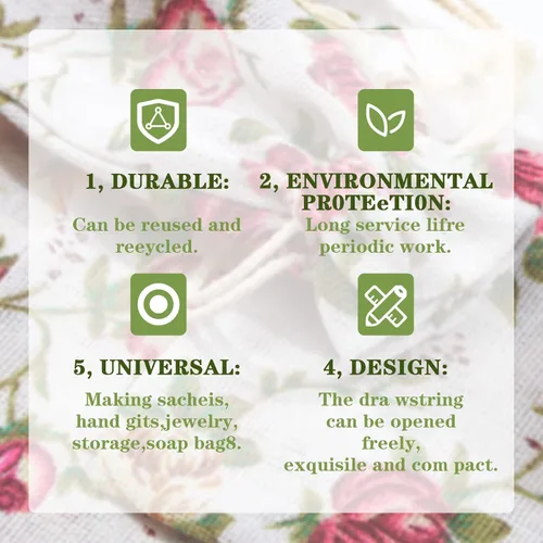 Miniatura 3 de Pangda 30 bolsas de regalo pequeñas con cordón de flores de 5.1 x 7 pulgadas, bolsas de arpillera rosa para almacenamiento de joyas, bolsas de lino