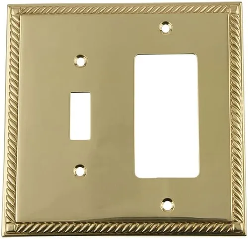 Miniatura 27 de Nostalgic Cubierta de placa de interruptor de salida eléctrica roseta de cuerda de almacén Latón pulido