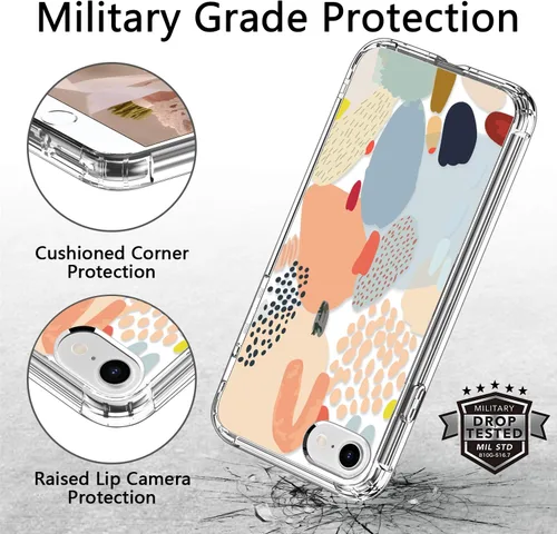 Miniatura 7 de ICEDIO para iPhone SE 2022, SE 2020, Funda para iPhone 8/7 con protector de pantalla, cubierta de TPU transparente con diseños de moda para niñas
