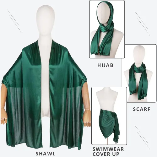 Miniatura 5 de Ladiery Chales y envolturas de satén sedoso para mujer, vestido de noche, ligero, largo, para novia, elegante, brillante, estola de boda
