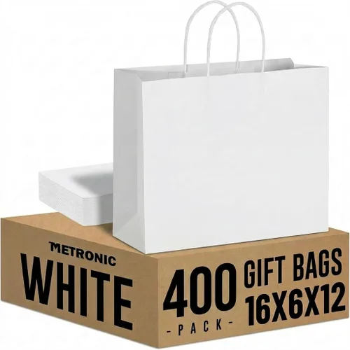 Miniatura 26 de METRONIC Bolsas de papel marrón de 10 x 5 x 13 pulgadas, 50 unidades, bolsas de regalo de papel kraft de tamaño mediano con asas, bolsa de papel