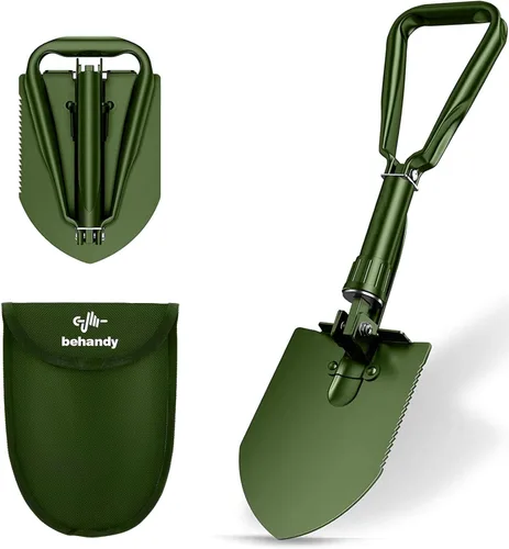 Pala Plegable de 18.5", Pala Plegable de Tres Pliegues para Carro, Pala de Campamento, Herramienta de Atrincheramiento Militar para Jardinería,