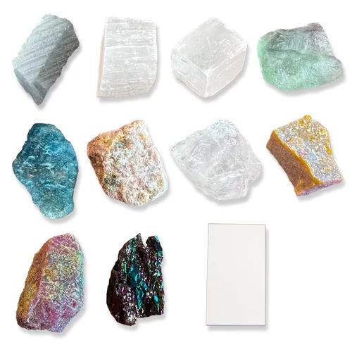 Miniatura 4 de Kit de prueba de dureza de Moh's, incluye 10 especímenes minerales de roca y 1 placa de rayas de porcelana sin esmaltar para explorar