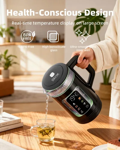 Miniatura 7 de Tetera Eléctrica Auriswell con Control de Temperatura, Hervidor de Agua Inteligente de Vidrio para Té, Café y Hervir, Apagado Automático, Mantener