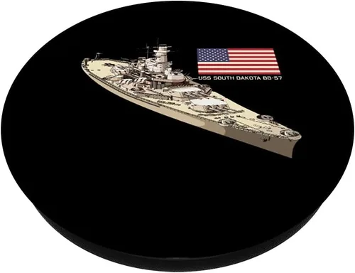 Miniatura 2 de USS South Dakota BB-57 - Diagrama de batalla con bandera estadounidense PopSockets intercambiables PopGrip