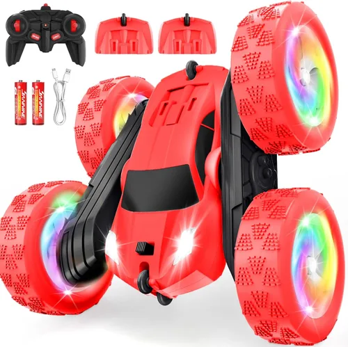 Miniatura 12 de Auto a control remoto, autos RC para niñas, rastreador RC de doble cara de 2.4 GHz con batería modular USB-C mejorada, juguetes de automóvil Rosa
